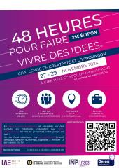affiche hackathon 48 heures popur faire vivre des idées 2024